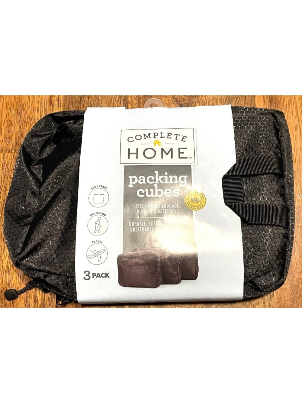 3PK Complete Home Packing Cubes 10in - 15in Black Organizers Travel Space Saver